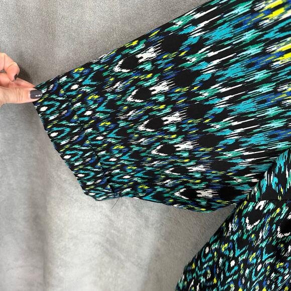 Catherines Top Womens 3X Green Button Down 3/4 Length Sleeve Office Casual - Picture 4 of 13